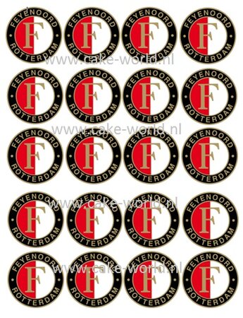 Feyenoord logo eetbare cupcake print 4,8 cm, 20st.