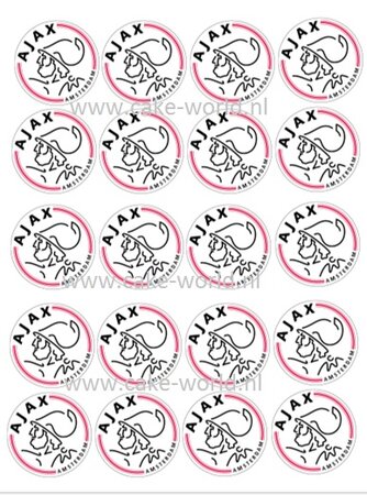 Ajax logo eetbare cupcake print 4,8 cm, 20st.