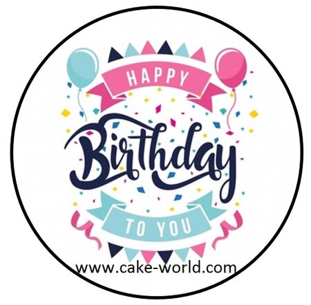 Verjaardag taartprint rond 