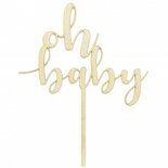 PartyDeco Taarttopper Hout Oh Baby