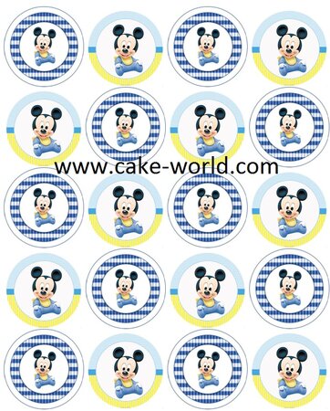Mickey Mouse Baby Cupcake prints,20 st