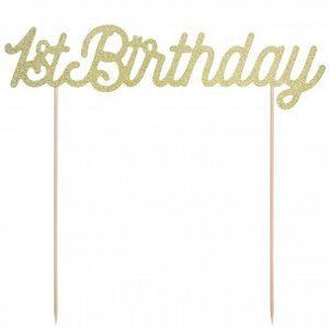 PartyDeco Taarttopper 1st Birthday, Goud