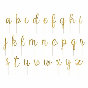 PartyDeco Taarttoppers Alfabet Goud, 53st