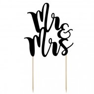 PartyDeco Taarttopper Mr&amp;Mrs, Zwart