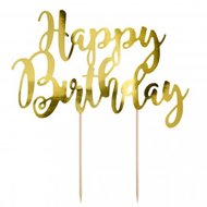 PartyDeco Taarttopper Happy Birthday, Goud