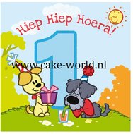 Woezel &amp; Pip 1 Jaar! Taartprint Vierkant