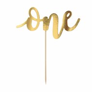 PartyDeco Taarttopper One Goud