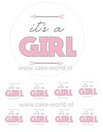 Babyshower Girl taart 15 cm en cupcake prints