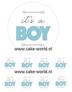 Babyshower Boy taart 15 cm en cupcake prints