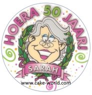 Sarah 50 jaar taartprint