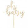 PartyDeco Taarttopper Hout Oh Baby