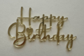 Front Cupcake Taarttopper Happy Birthday Goud, 3 stuks